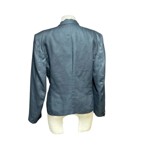 MaxMara Black Double Breasted Linen Blazer Size US 6 - Picture 7 of 12